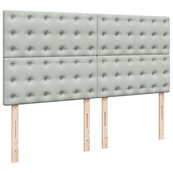 Ramsäng med madrass ljusgrå 180x200 cm sammet