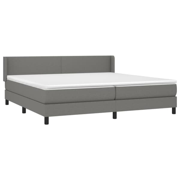 Ramsäng med madrass mörkgrå 200x200 cm tyg
