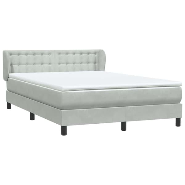 Ramsäng med madrass ljusgrå 160x210 cm sammet