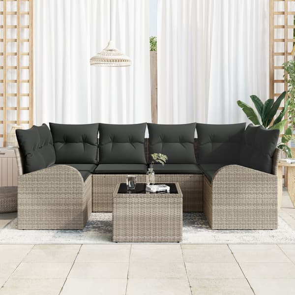 Trädgårdsoffset 7 pcs Ljusgrå och mörkgrå konstrotting