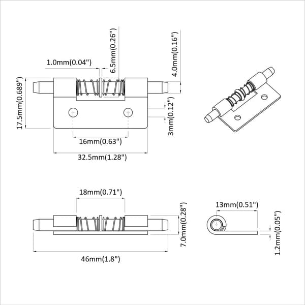 Lås 2 pcs Silver 46 x 17 x 1,2 mm Stål