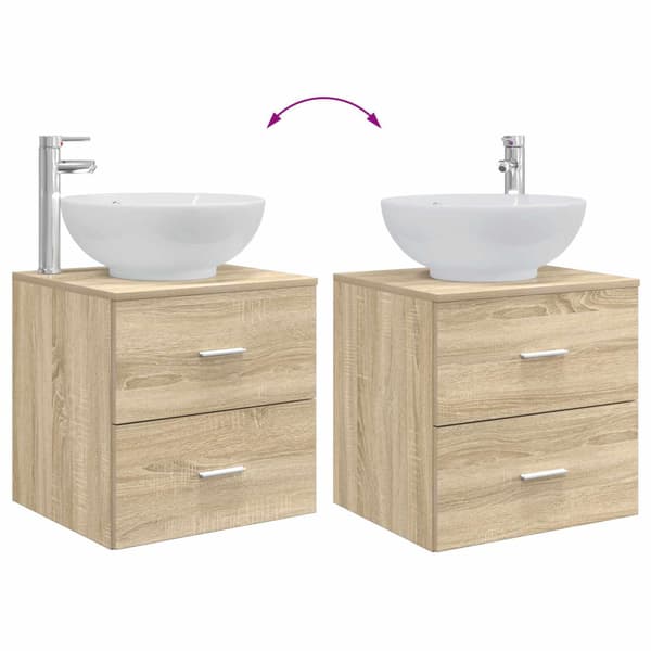 Badrumsmöbelset 3 st Sonoma-ek 49,5 x 44,5 x 65 cm