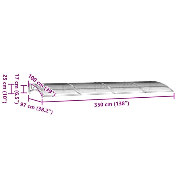 Dörrtak grå 350x100 cm polykarbonat