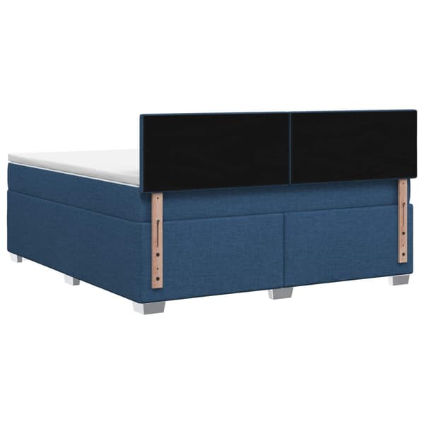 Boxspring säng med madrass och LED Blå 140 x 200 cm Tyg