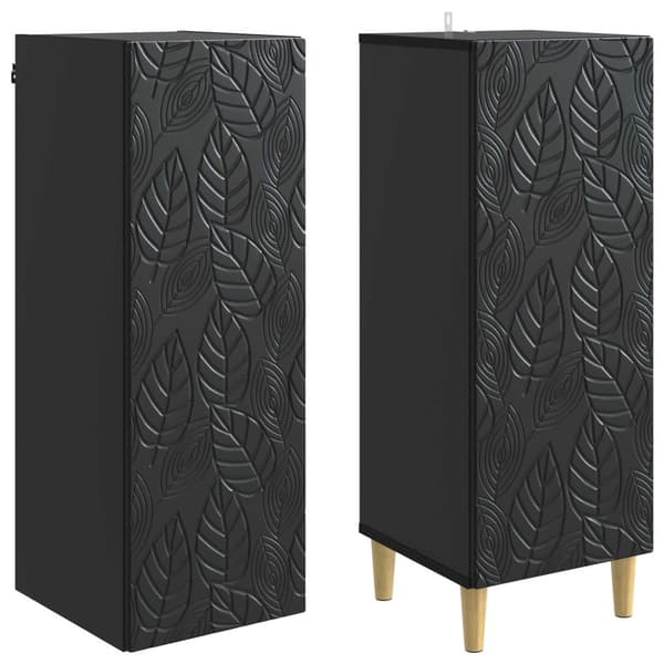 Skåpset 2 pcs Svart Konstruerat trä