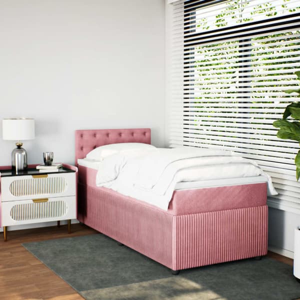 Ramsäng med madrass rosa 100x200 cm sammet