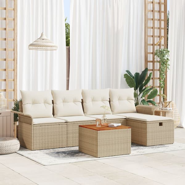 Trädgårdsoffset 6 st Beige konstrotting