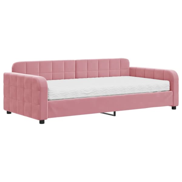 Dagbädd med madrass rosa 100x200 cm sammet