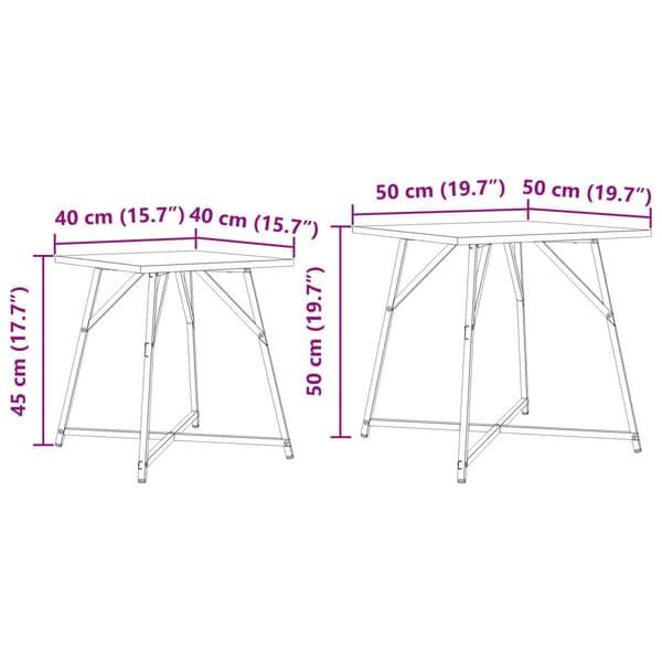 Sidobordsset 2 pcs Svart Ek