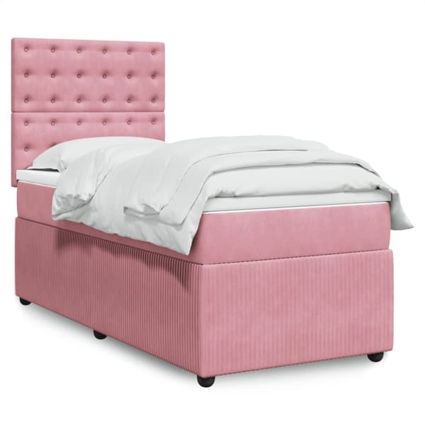 Ramsäng med madrass rosa 100x200 cm sammet