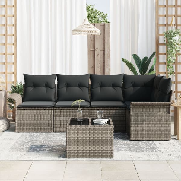Trädgårdsoffset med kudde 6 pcs konstrotting