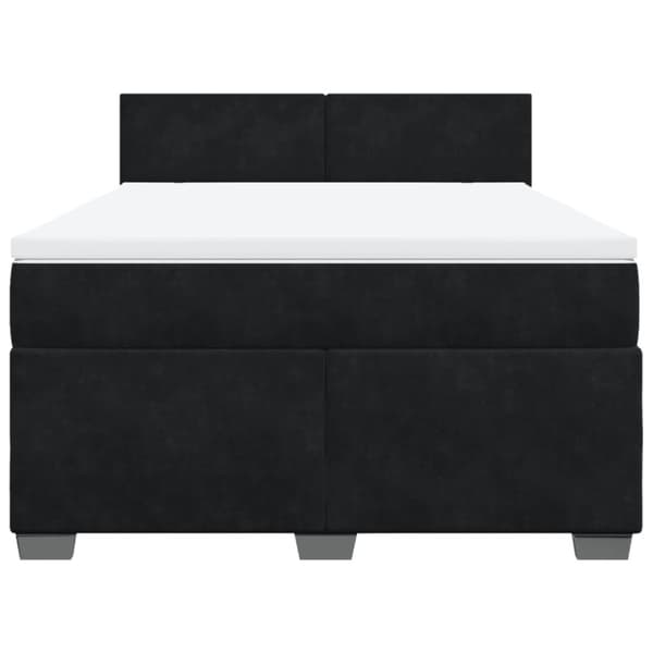 Ramsäng med madrass svart 160x200 cm sammet