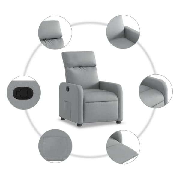 Reclinerfåtölj ljusgrå tyg