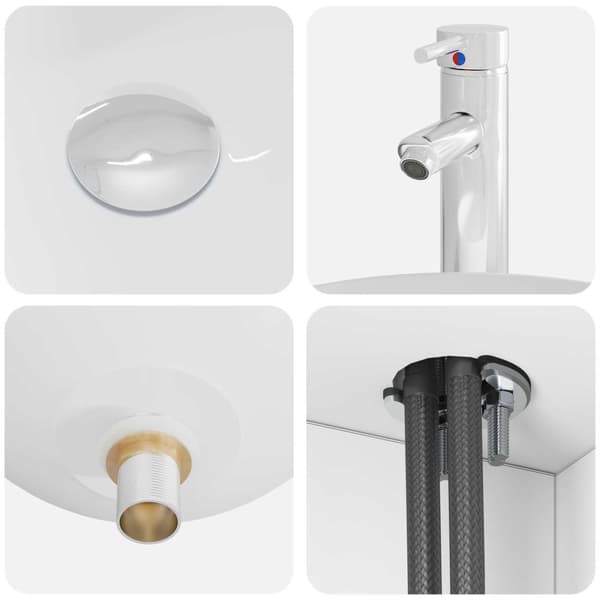 Badrumsmöbelset 4 pcs Vit Konstruerat trä och glas