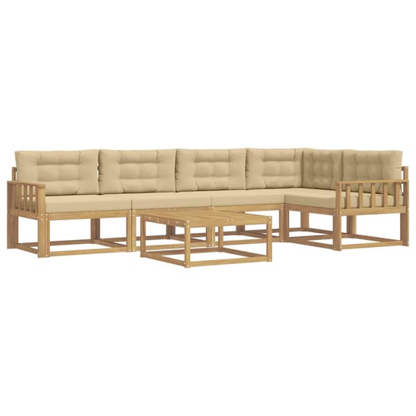 Utomhussoffset 6 pcs Vit och Beige 79 x 79 x 37 cm Polyester