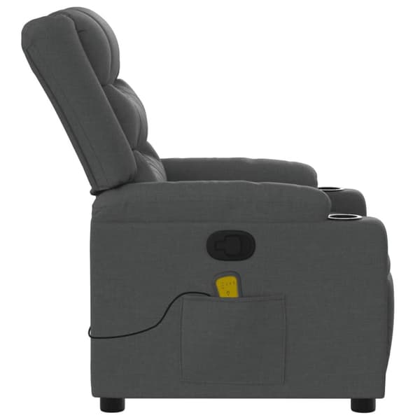 Massagefåtölj mörkgrå tyg