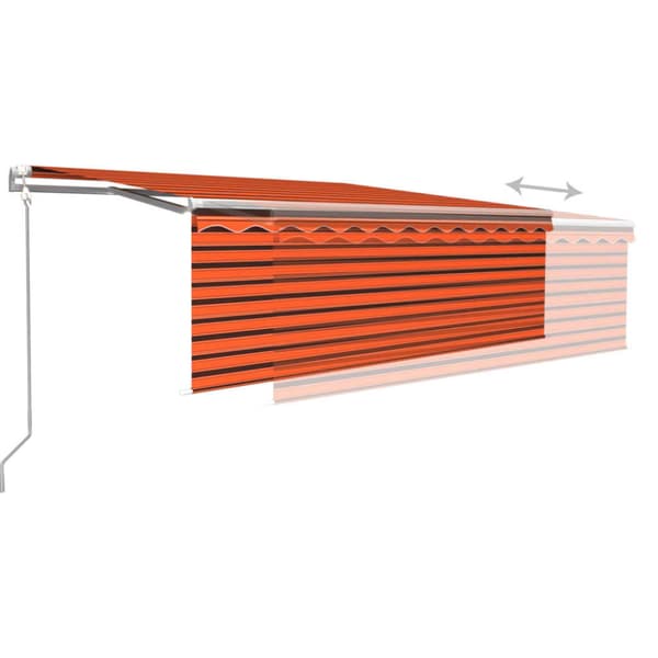 Automatisk markis vindsensor rullgardin LED 4x3m orange/brun