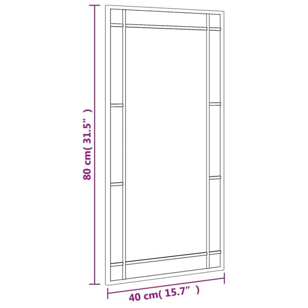 Väggspegel svart 40x80 cm rektangulär järn