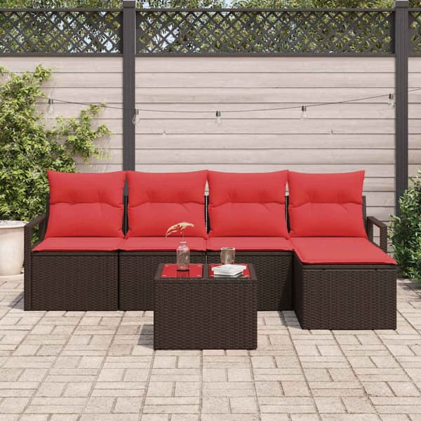 Soffset med kudde 6 pcs Brun konstrotting