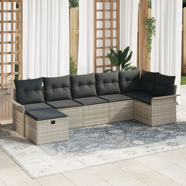 Trädgårdsoffset 7 st Poly rattan