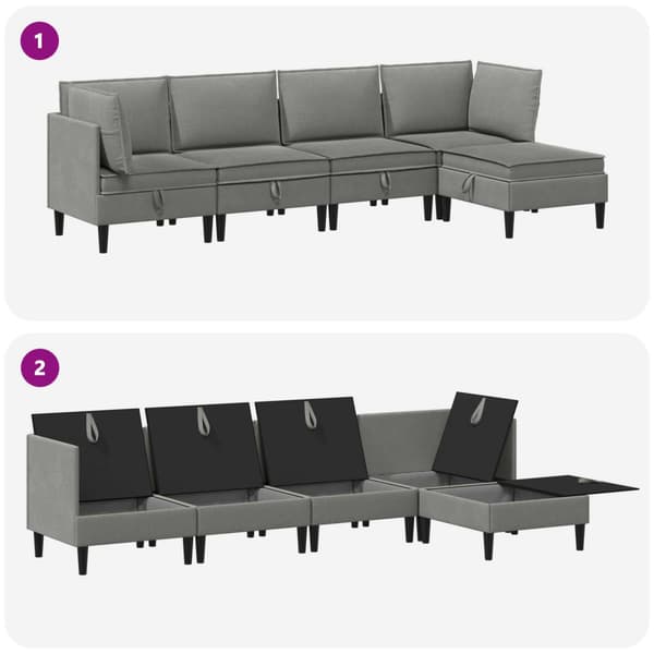 Möbelset för vardagsrummet 5 pcs Mörkgrå Tyg