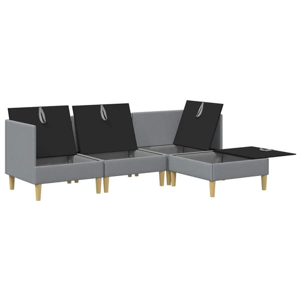 Modulsoffor med förvaring 4 pcs Ljusgrå Tyg