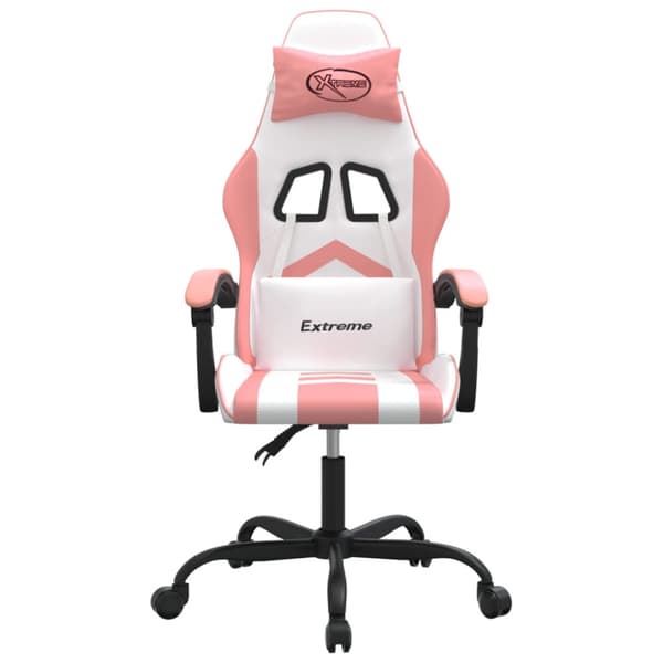 Gamingstol vit och rosa konstläder