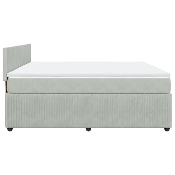 Ramsäng med madrass ljusgrå 200x200 cm sammet