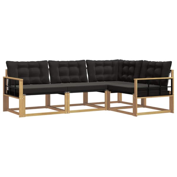 Utomhussoffset med kudde 4 pcs Vit och svart