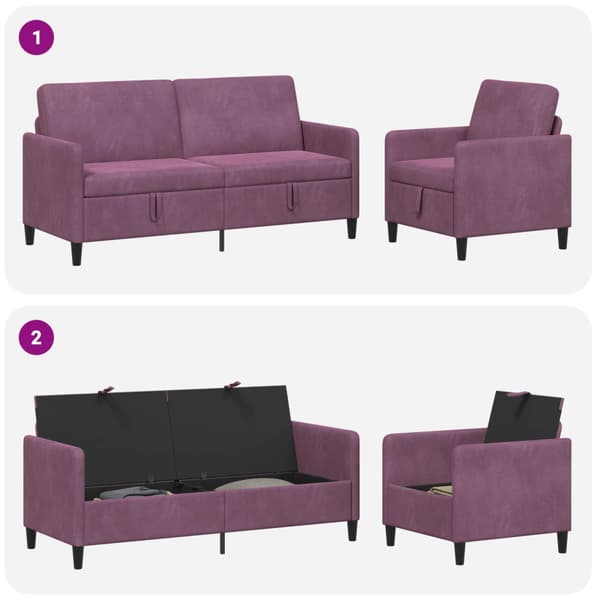 Soffgrupp med förvaring 2 st Lila Polyester