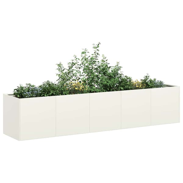 Odlingslåda vit 200x40x40 cm kallvalsat stål