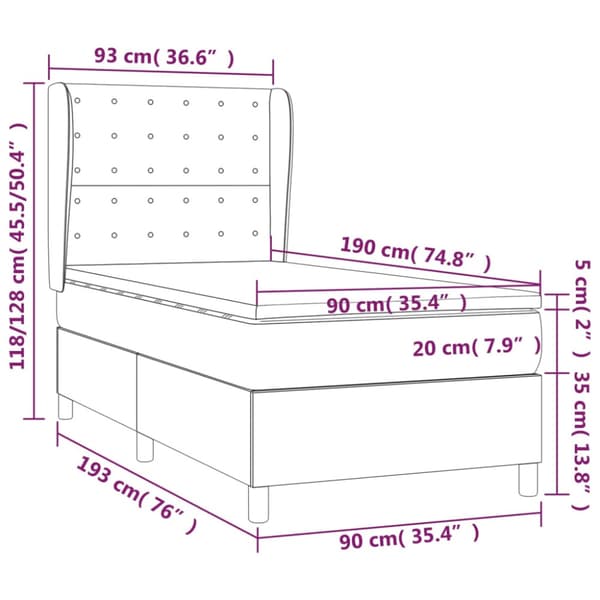 Ramsäng med madrass blå 90x190 cm tyg