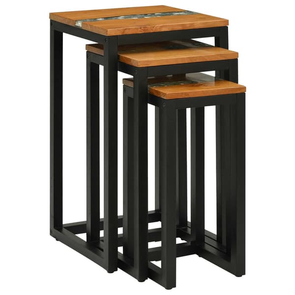 Nestingbord 3 pcs Brun Massivt teakträ
