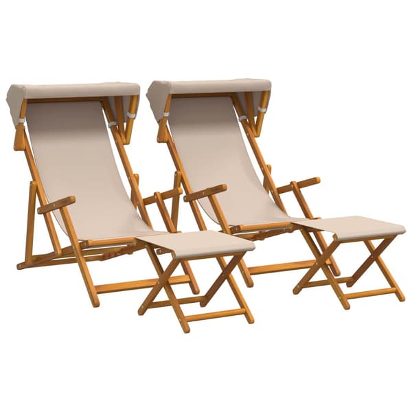 Deck Chair 4 st 3 Position Massiv Eukalyptus Trä Beige
