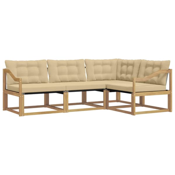 Utomhussoffset med kudde 4 pcs Vit och Beige