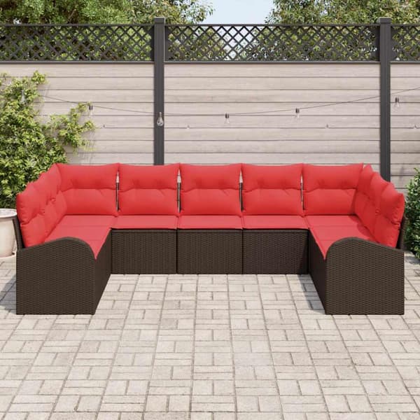 Soffset med kudde Brun Poly Rattan