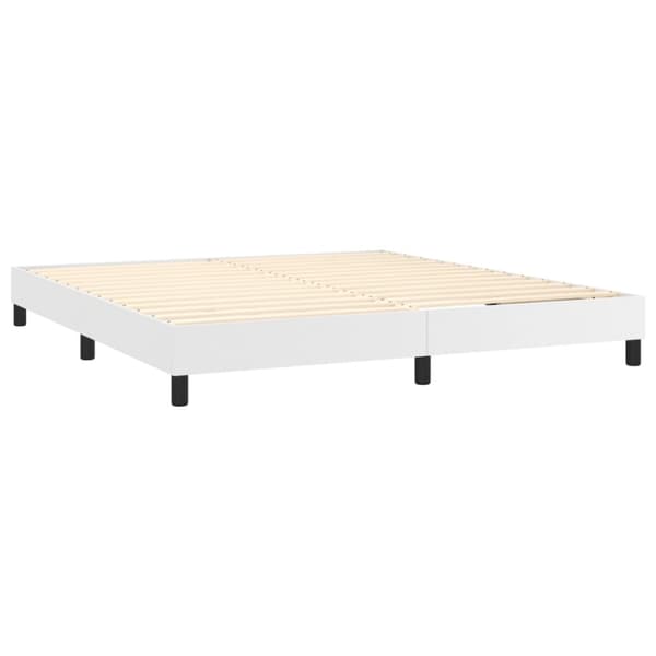 Boxspring-sängram vit 160x200 cm konstläder