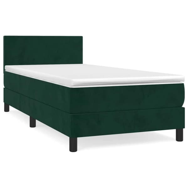 Ramsäng med madrass mörkgrön 90x190 cm sammet