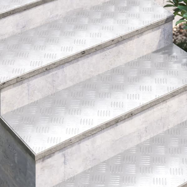 Trappsteg Rektangulär 4 pcs Silver 100 x 30 cm Aluminium