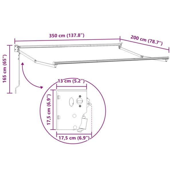 Markis Vit 3,5 x 2 m Polyester och metall