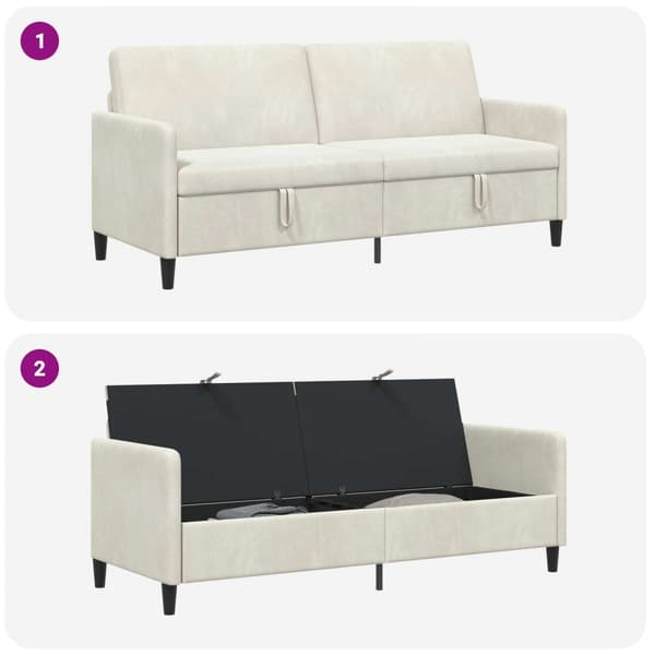 Soffa med förvaring Gräddvit 192 x 78 x 87 cm Polyester