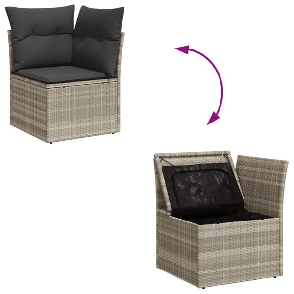 Trädgårdsoffset med kudde 5 pcs Ljusgrå konstrotting