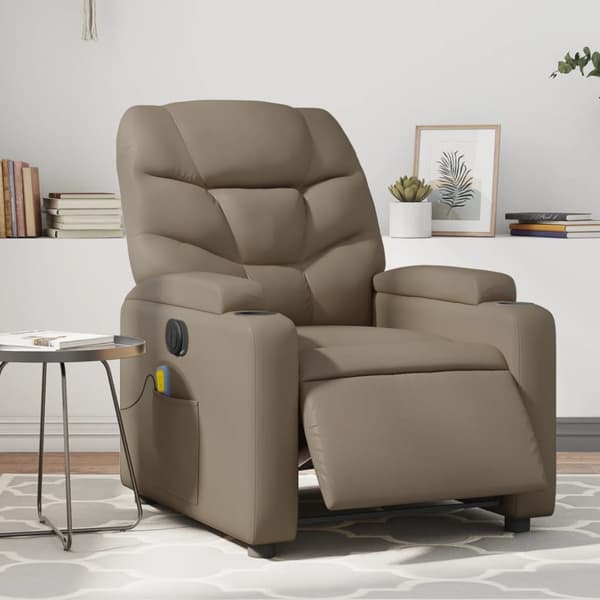 Elektrisk massagefåtölj cappuccino konstläder