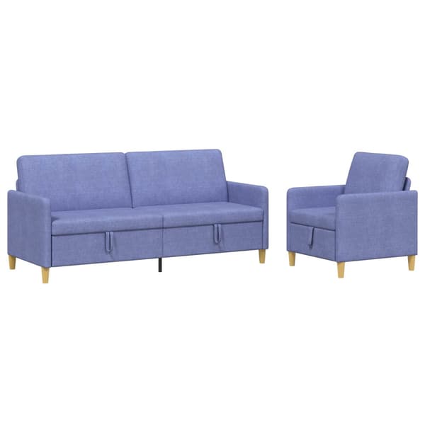 Soffgrupp med förvaring 2 pcs Jeansblå Polyester