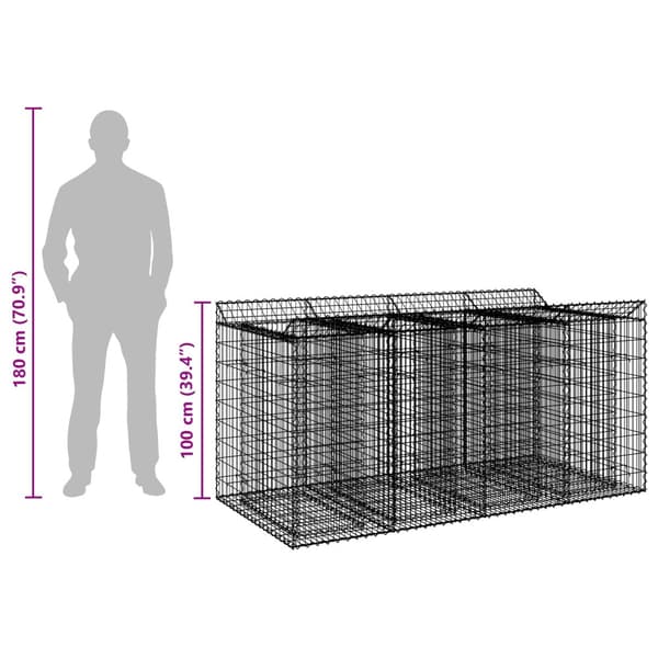 Gabion upphöjd säng 2 pcs Silver