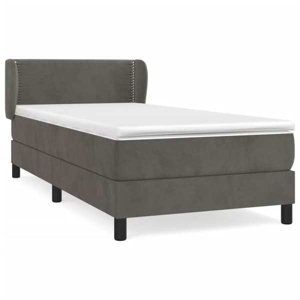 Ramsäng med madrass mörkgrå 90x200 cm sammet
