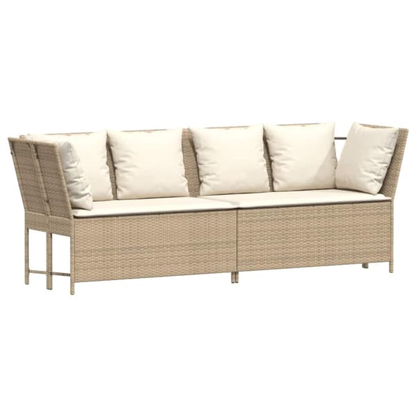 Trädgårdssoffa med dynor beige konstrotting