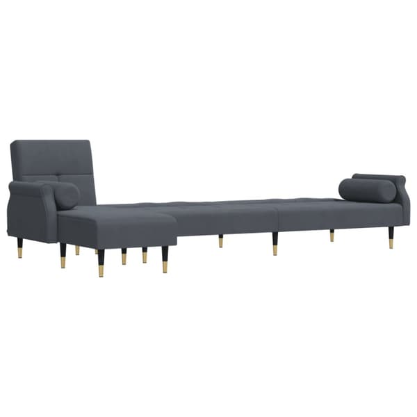 L-formad soffa mörkgrå 271x140x70 cm sammet