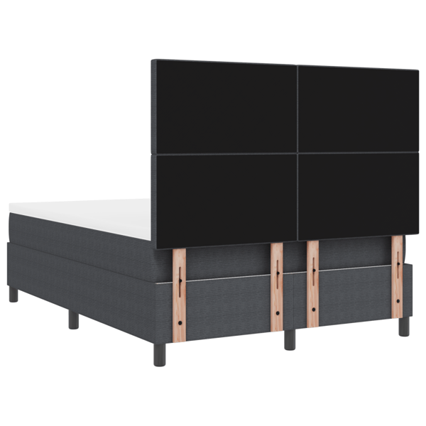 LED Box Säng Mörkgrå och vit 140 x 190 cm Kordread tyg