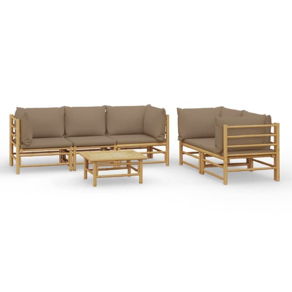 Loungegrupp 6 delar taupe dynor bambu